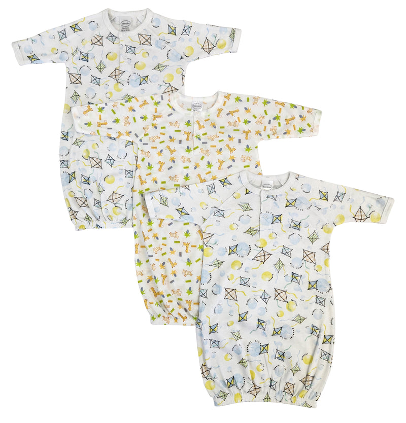 An image displaying Unisex Newborn Baby 3 Piece Gown Set by Bambini