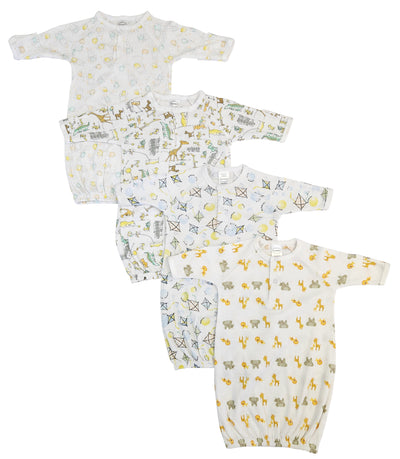 An image displaying Unisex Newborn Baby 4 Piece Gown Set by Bambini