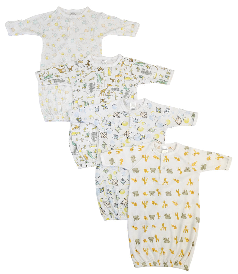 An image displaying Unisex Newborn Baby 4 Piece Gown Set by Bambini