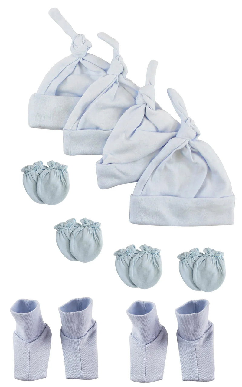An image displaying Boys Knotted Caps , Booties And Mittens - 10 Piece Set by Bambini