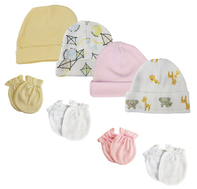 An image displaying Baby Girls Caps And Mittens (pack Of 8) by Bambini