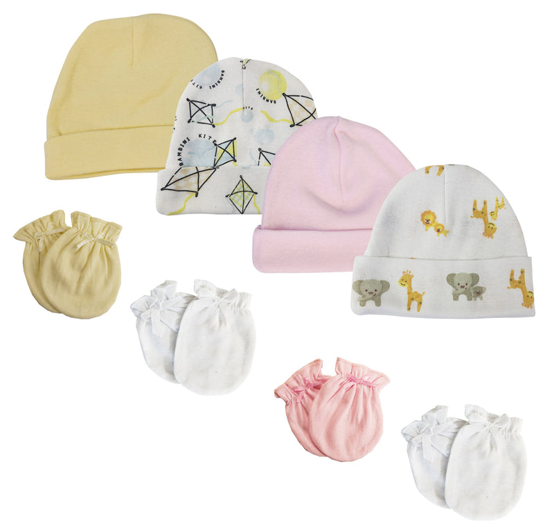 An image displaying Baby Girls Caps And Mittens (pack Of 8) by Bambini
