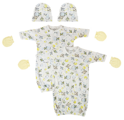 An image displaying Unisex Newborn Baby 6 Piece Gown Set by Bambini