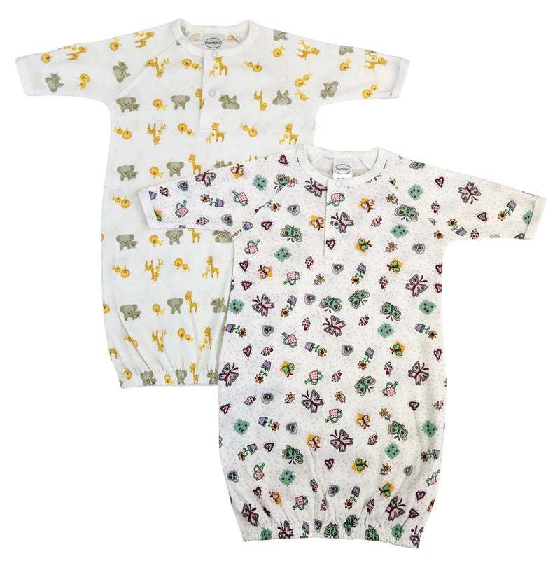 An image displaying Newborn Baby Girls 2 Piece Gown Set by Bambini