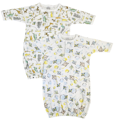 An image displaying Unisex Newborn Baby 2 Piece Gown Set by Bambini
