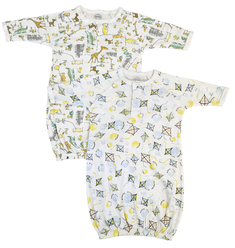 An image displaying Unisex Newborn Baby 2 Piece Gown Set by Bambini