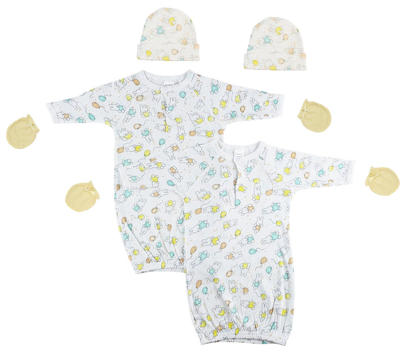 An image displaying Unisex Newborn Baby 6 Piece Gown Set by Bambini