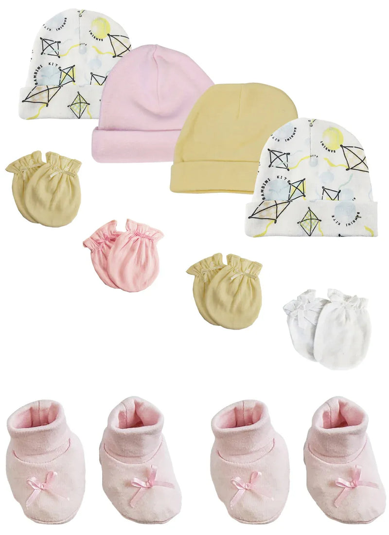 An image displaying Preemie Baby Girl Caps With Infant Mittens And Booties - 10 Pack by Bambini