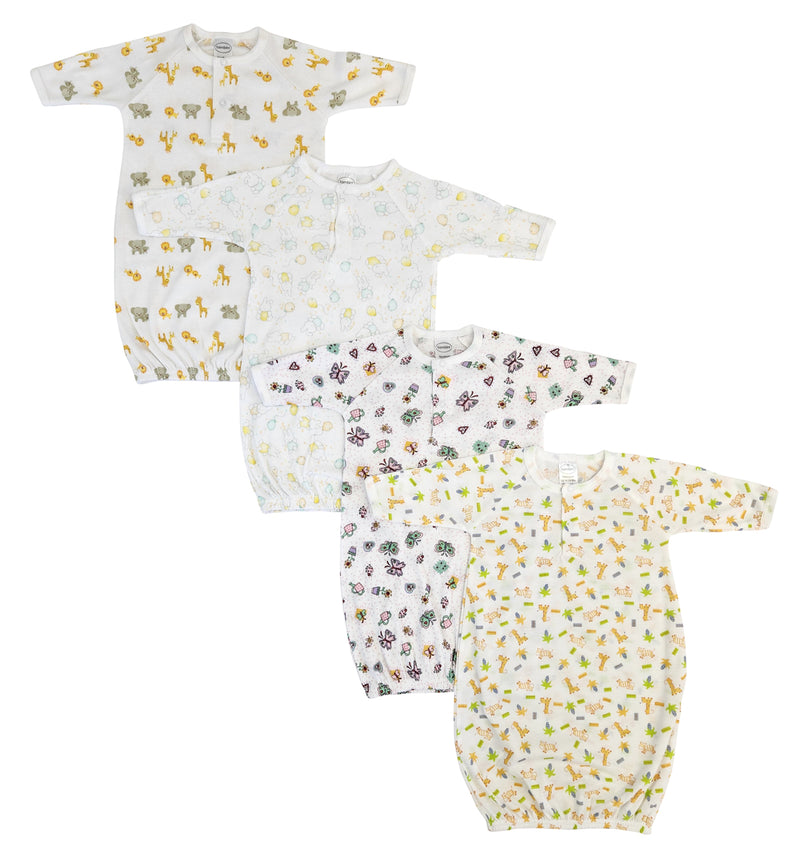An image displaying Unisex Newborn Baby 4 Piece Gown Set by Bambini