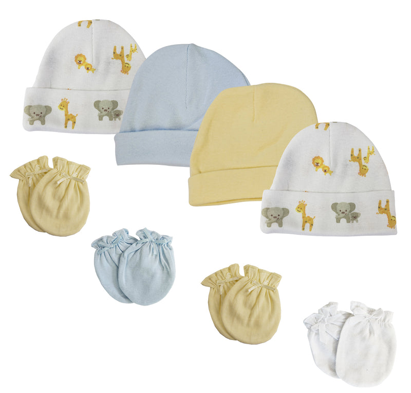 An image displaying Baby Boys Caps And Mittens (pack Of 8) by Bambini