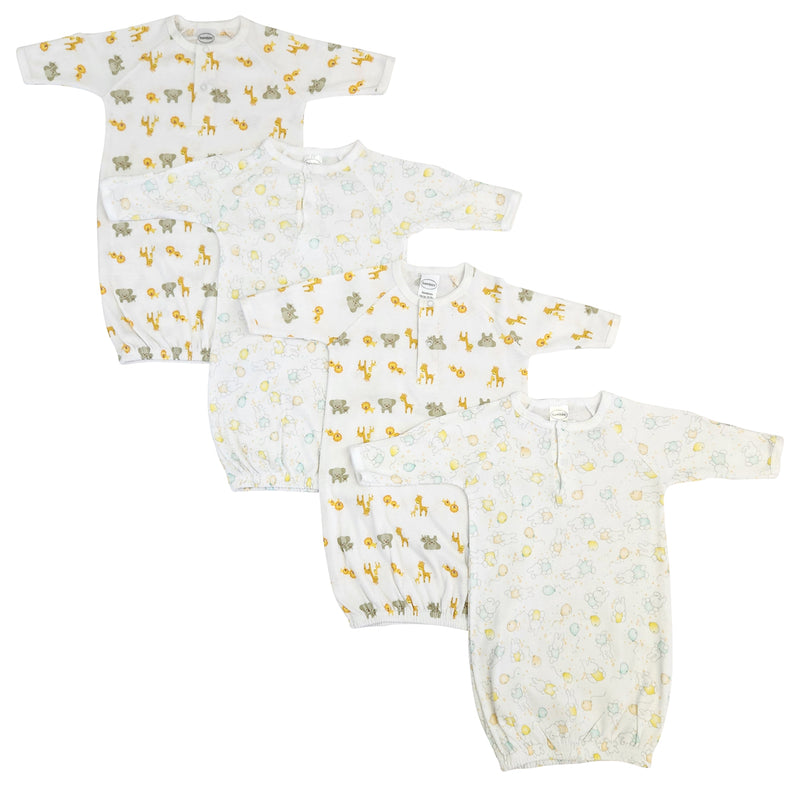 An image displaying Unisex Newborn Baby 4 Piece Gown Set by Bambini