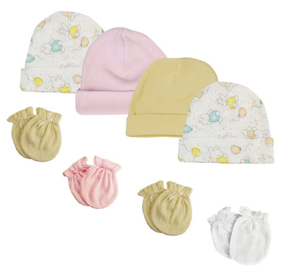 An image displaying Girls Baby Caps And Mittens (pack Of 8) by Bambini