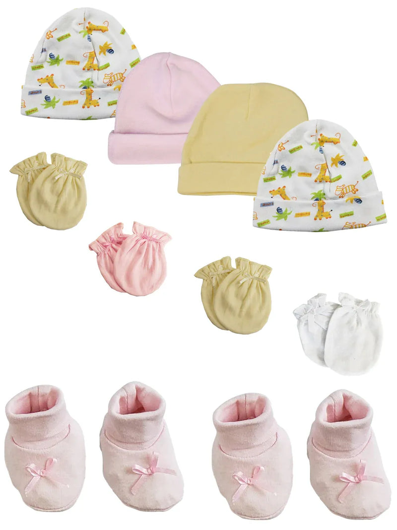 An image displaying Preemie Baby Girl Caps With Infant Mittens And Booties - 10 Pack by Bambini