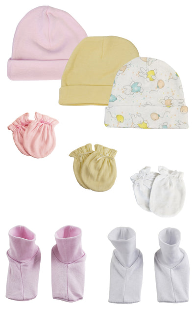 An image displaying Boys Girls Caps, Booties And Mittens (pack Of 8) by Bambini