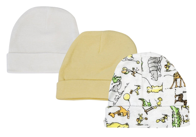 An image displaying Baby Boy, Baby Girl, Unisex Infant Caps (pack Of 3) by Bambini