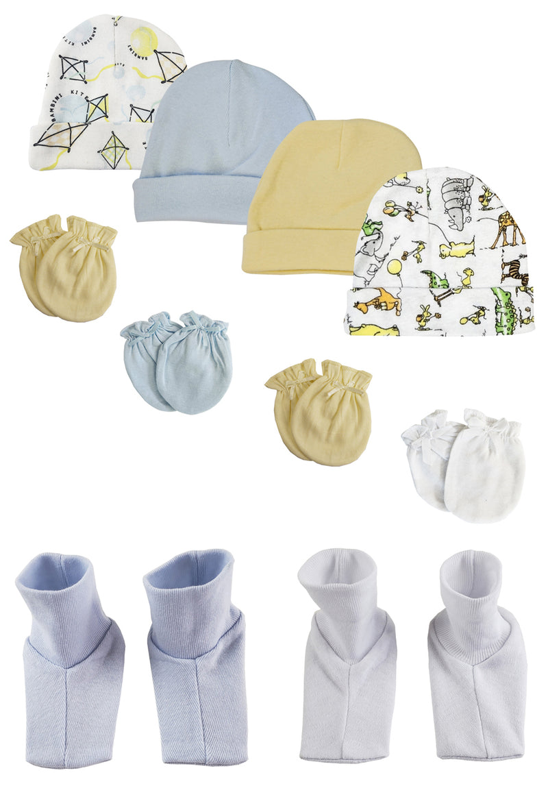 An image displaying Baby Boys Caps, Booties And Mittens (pack Of 10) by Bambini