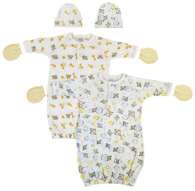 An image displaying Unisex Newborn Baby 6 Piece Gown Set by Bambini