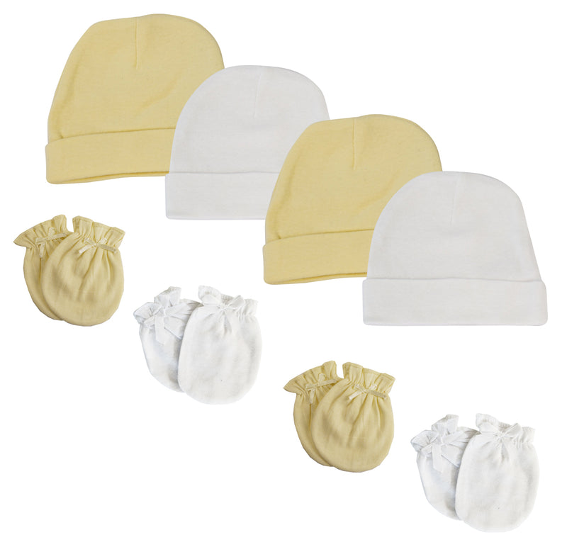 An image displaying Baby Boy, Baby Girl, Unisex Infant Caps And Mittens (pack Of 8) by Bambini