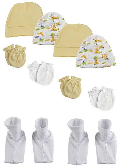 An image displaying Baby Boy, Baby Girl, Unisex Infant Caps, Booties And Mittens (pack Of 10) by Bambini