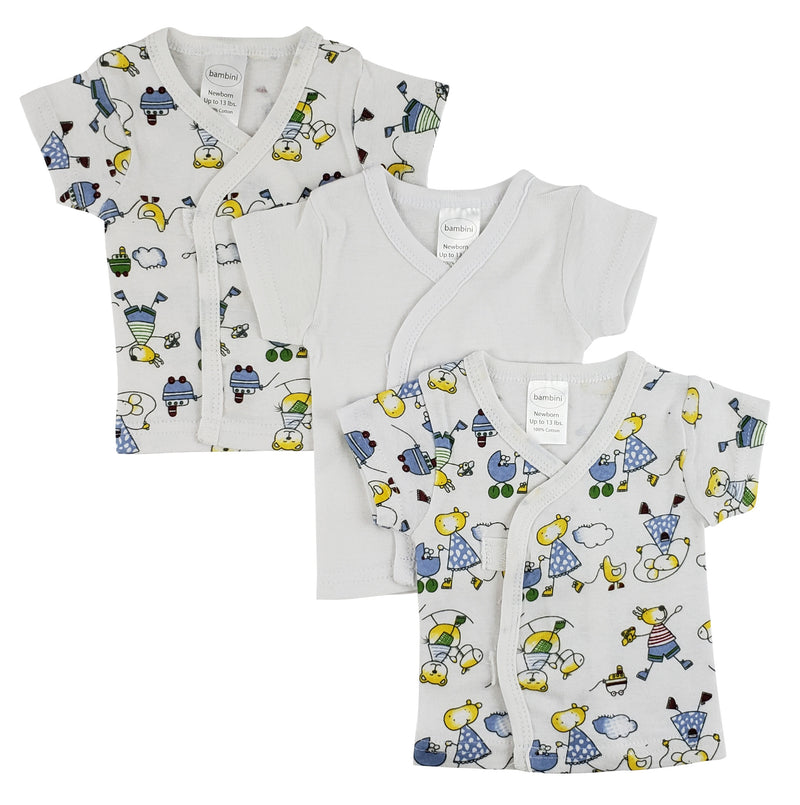 An image displaying White Side Snap Short Sleeve Shirt - 3 Pack by Bambini