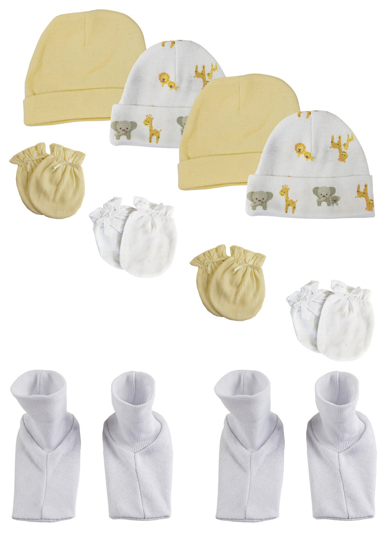 An image displaying Baby Boy, Baby Girl, Unisex Infant Caps, Booties And Mittens (pack Of 10) by Bambini