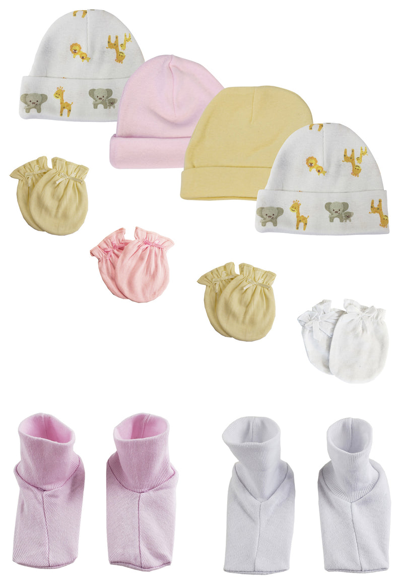 An image displaying Baby Girls Caps, Booties And Mittens (pack Of 10) by Bambini