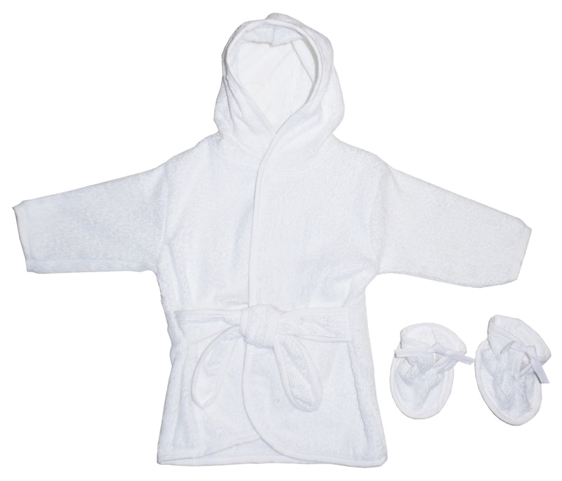 An image displaying White Terry Robe With Booties by Bambini
