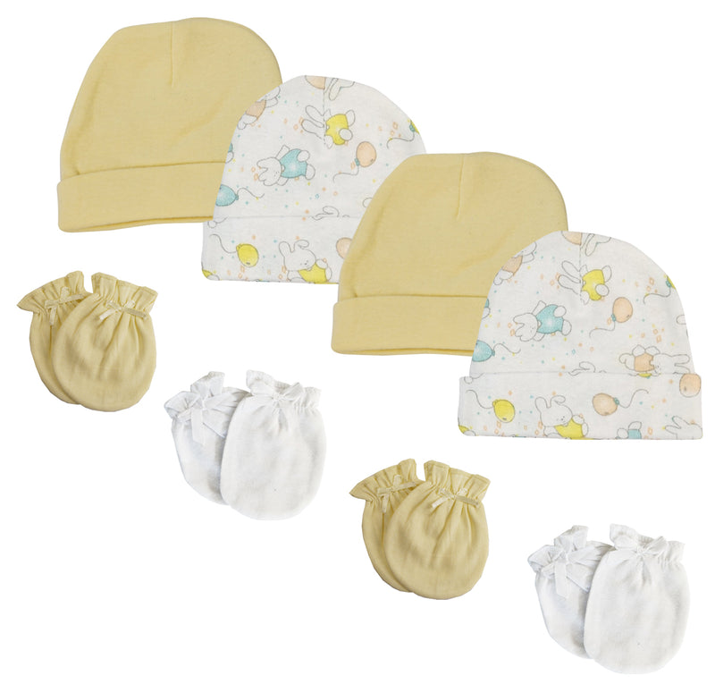 An image displaying Baby Boy, Baby Girl, Unisex Infant Caps And Mittens (pack Of 8) by Bambini