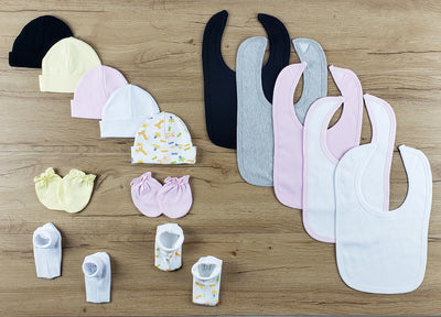 An image displaying 14 Piece Set Of Bibs, Caps, Booties by Bambini