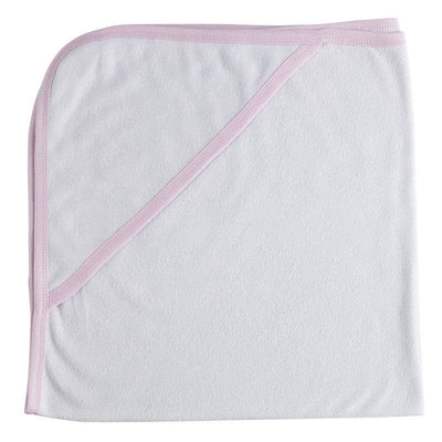 An image displaying Hooded Towel With Pink Binding by Bambini