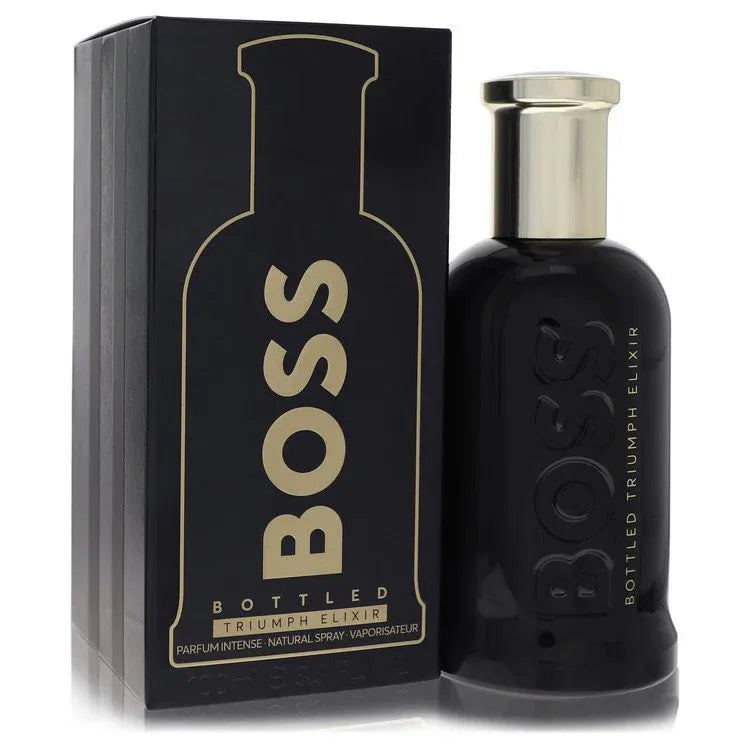 An image displaying Boss Bottled Triumph Elixir by Hugo Boss Eau De Parfum Intense Spray 3.4 oz for Men by Hugo Boss