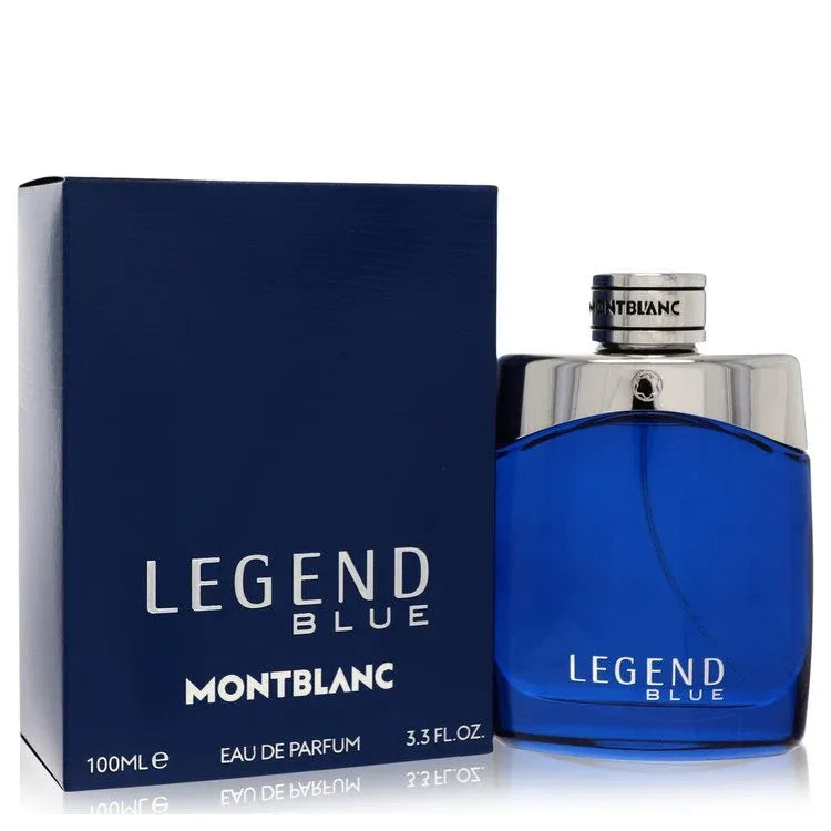 An image displaying Montblanc Legend Blue by Mont Blanc Eau De Parfum Spray 3.3 oz for Men by Mont Blanc