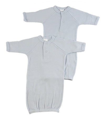 An image displaying Preemie Solid Blue Gown - 2 Pack by Bambini