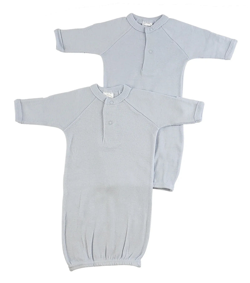 An image displaying Preemie Solid Blue Gown - 2 Pack by Bambini