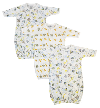 An image displaying Unisex Newborn Baby 3 Piece Gown Set by Bambini