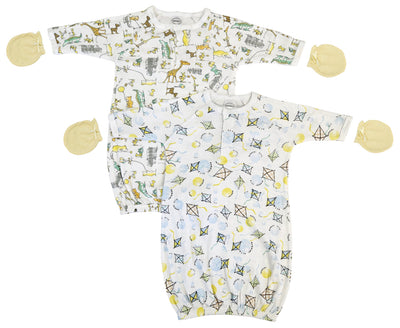 An image displaying Unisex Newborn Baby 4 Piece Gown Set by Bambini