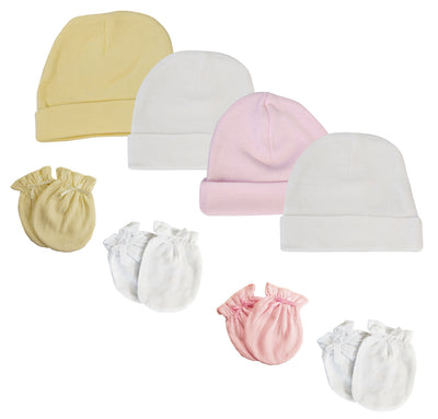 An image displaying Baby Girls Caps And Mittens (pack Of 8) by Bambini