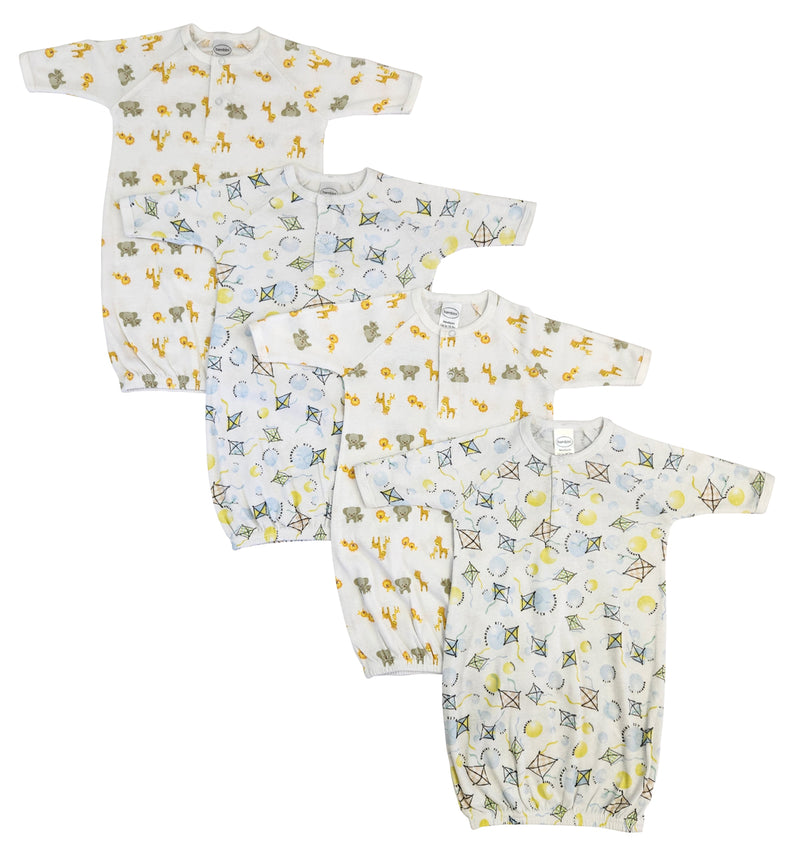 An image displaying Unisex Newborn Baby 4 Piece Gown Set by Bambini