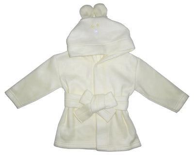 An image displaying Fleece Robe With Hoodie Yellow by Bambini