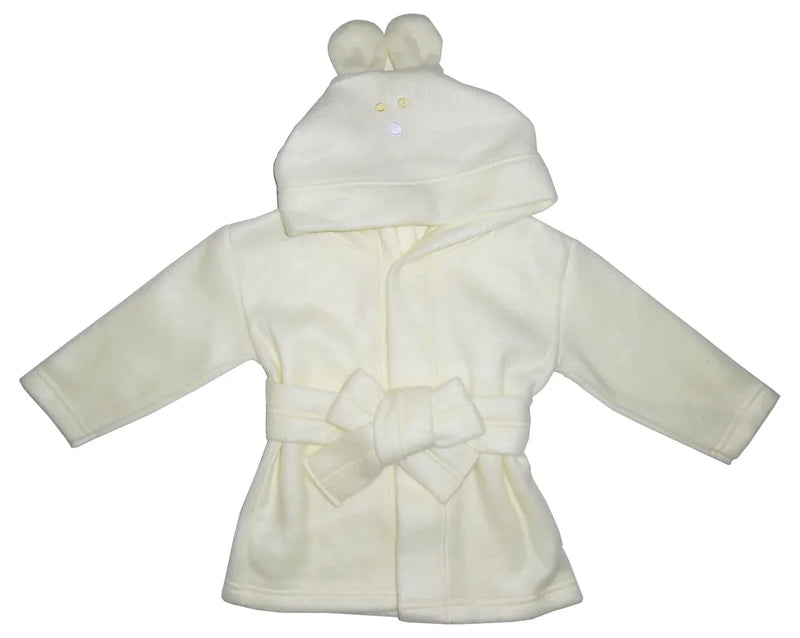An image displaying Fleece Robe With Hoodie Yellow by Bambini