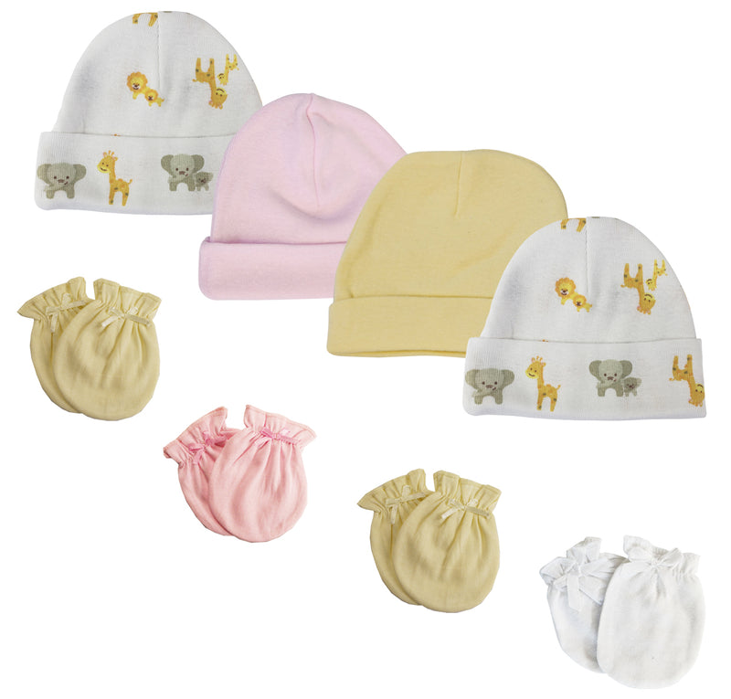 An image displaying Baby Girls Caps And Mittens (pack Of 8) by Bambini