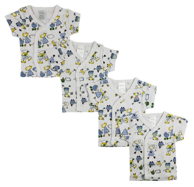An image displaying White Side Snap Short Sleeve Shirt - 4 Pack by Bambini