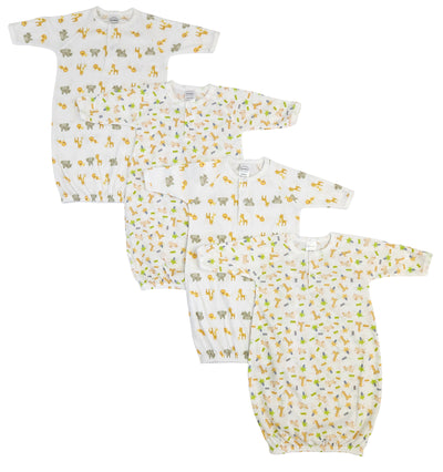 An image displaying Unisex Newborn Baby 4 Piece Gown Set by Bambini
