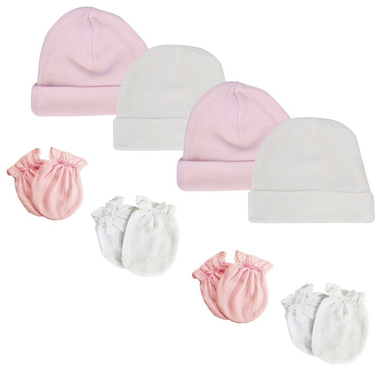 An image displaying Baby Girls Cap And Infant Mittens - 8 Piece Set by Bambini