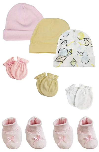 An image displaying Preemie Baby Girl Caps With Infant Mittens And Booties - 8 Pack by Bambini
