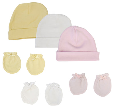 An image displaying Baby Girls Caps And Mittens (pack Of 6) by Bambini