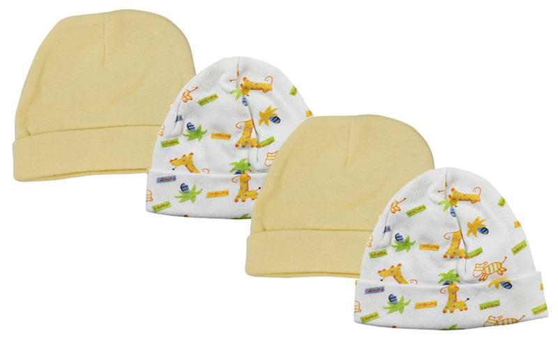 An image displaying Baby Boy, Baby Girl, Unisex Infant Caps (pack Of 4) by Bambini