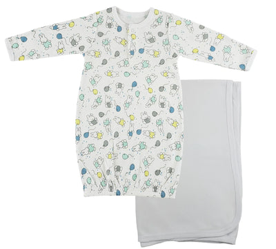 An image displaying Print Infant Gown And Recieving Blanket by Bambini