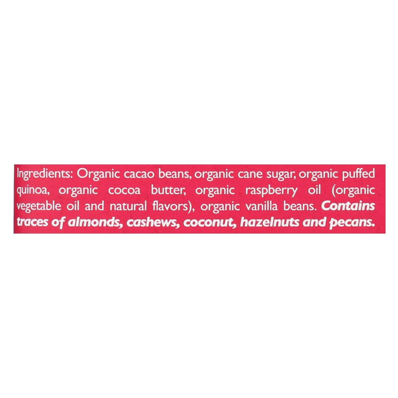 Taza Chocolate Stone Ground Organic Dark Chocolate Bar - Raspberry Crunch - Case Of 10 - 2.5 Ounce.