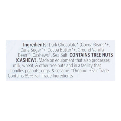 Theo Chocolate - Bar Salted Cashew 85% - Case Of 12-3 Oz